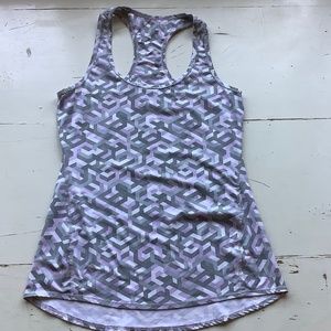 ATHLETA Chain Link lavender grey Chi racerback tank Small UPF 30